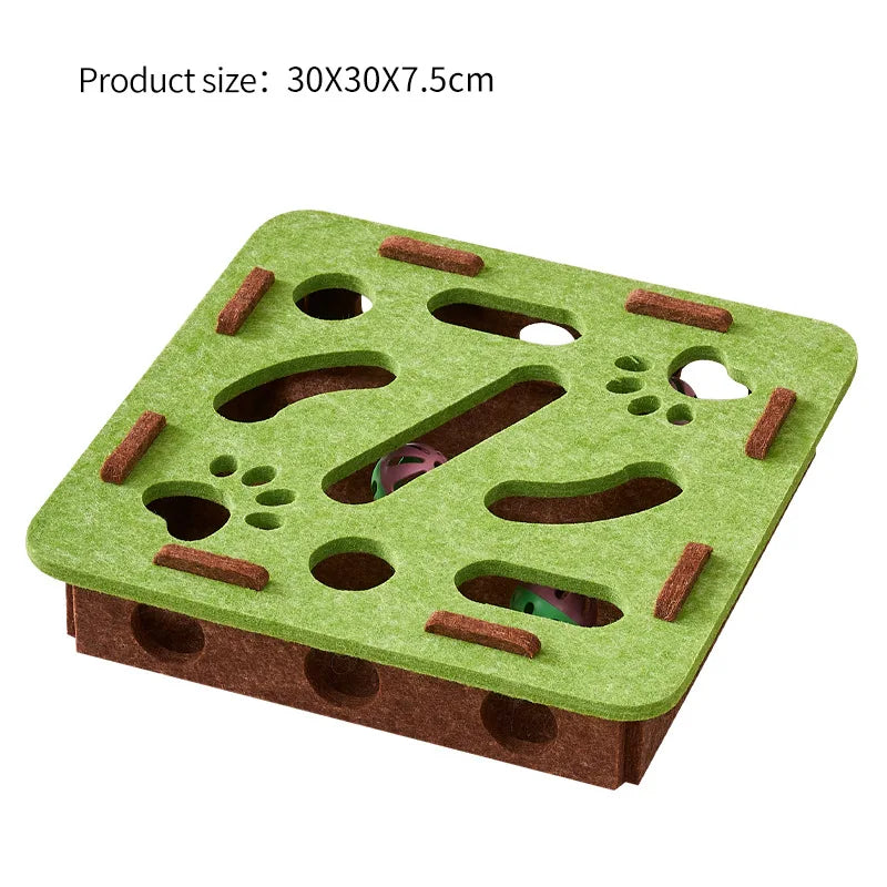Interactive Cat Puzzle Toy – Felt Maze Box with Bell Ball