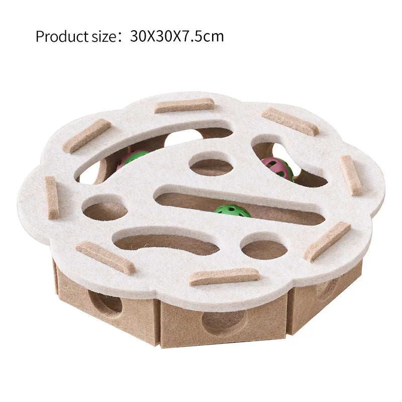 Interactive Cat Puzzle Toy – Felt Maze Box with Bell Ball