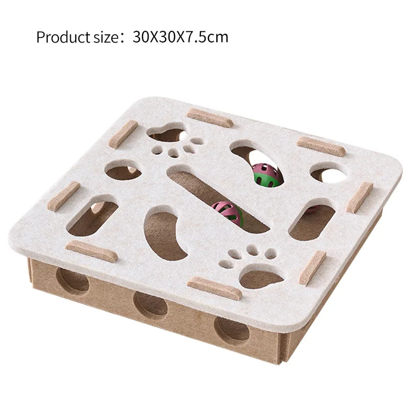 Interactive Cat Puzzle Toy – Felt Maze Box with Bell Ball