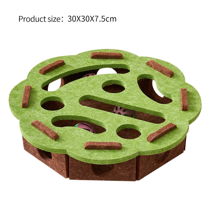 Interactive Cat Puzzle Toy – Felt Maze Box with Bell Ball